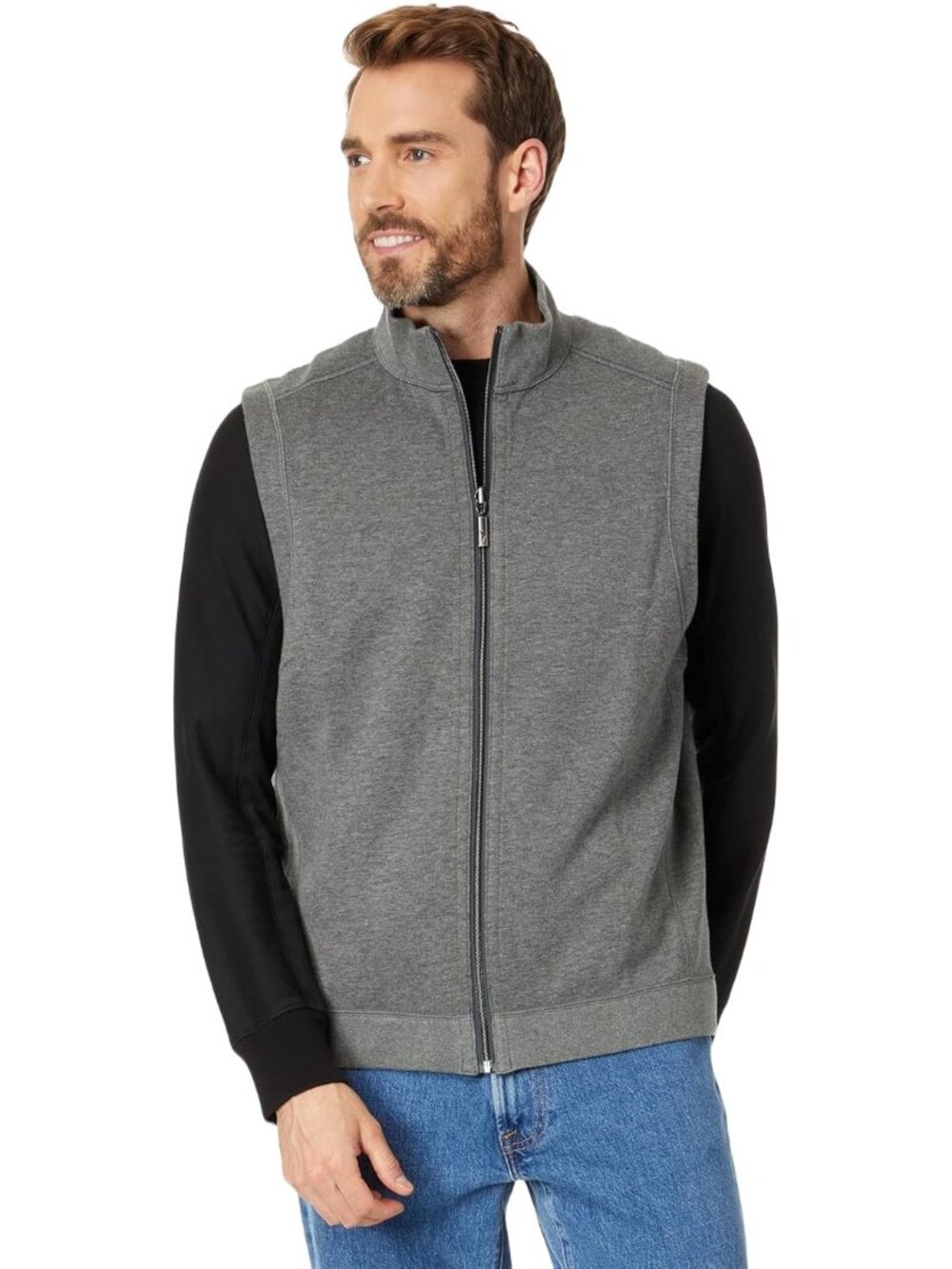 Tommy Bahama Men's Small Flip Coast Full Zip Reversible Vest Coal Heather